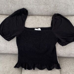 Elegant Black Puff Sleeve Top